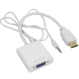 Adaptador de Video de HDMI a VGA Macho/Hembra con Audio en color Blanco o Negro