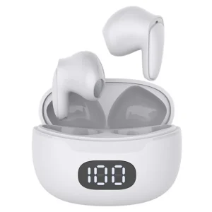 Audífonos CELEBRAT W34 Bluetooth 5.3 ENC con cancelación de ruido Auriculares inalámbricos TWS Pantalla digital In-Ear (Certificado CE) - Blancos