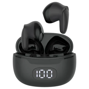 Audífonos CELEBRAT W34 Bluetooth 5.3 ENC con cancelación de ruido Auriculares inalámbricos TWS Pantalla digital In-Ear (Certificado CE) - Negro