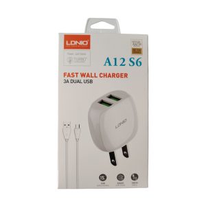 Cargador Rápido LDNIO A12 S6 de 3A 15w V8 Dual USB