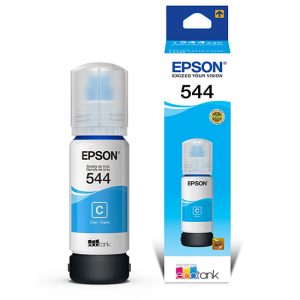 Tinta Refill de Epson T544 T544220-AL - Para impresora EcoTank L5590,L3560,L5190,L5290,L1110,L3250,L1210,L3260,L1250,L3110,L3210,L3150, aproximadamente 7,300 páginas, color cyan.
