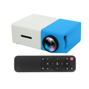 Proyector YG300 Mini proyector portátil para cine en casa, Smart TV, proyector de video LED 3D para películas 4K 1080P HD, versión mejorada Yg300 600 lúmenes HDMI USB Audio (azul)