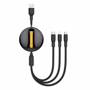Adaptador / Cargador retráctil del cable de carga 3 en 1 del cable de carga rápida de Ldnio LC90A con el tipo de puertos USB C/L/micro para los dispositivos de los cargadores múltiples